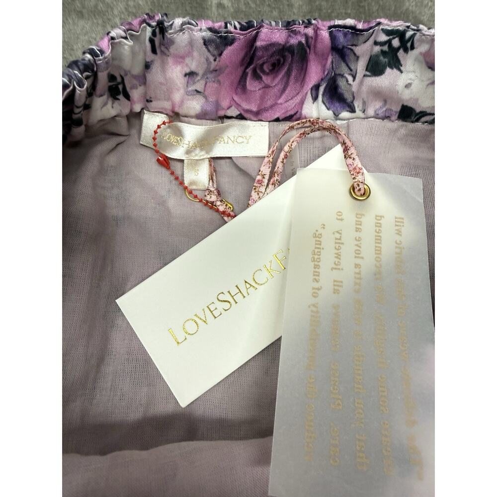 NWT LoveShackFancy Emma Ruffle Mini Skirt Sandy Shores Purple Roses Small - Picture 7 of 9